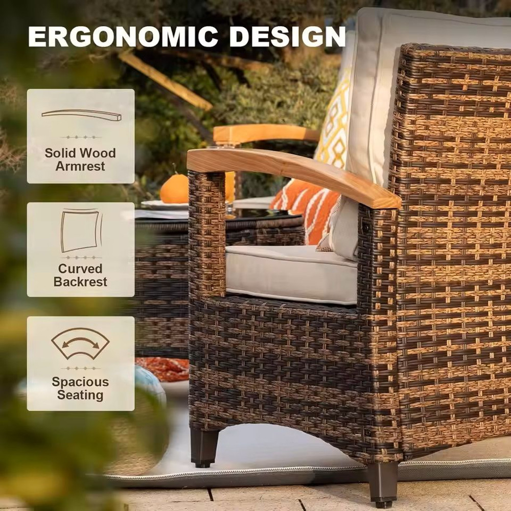 Outdoor Patio Furniture Set With Half Moon Sofa And Coffee Table Options 3