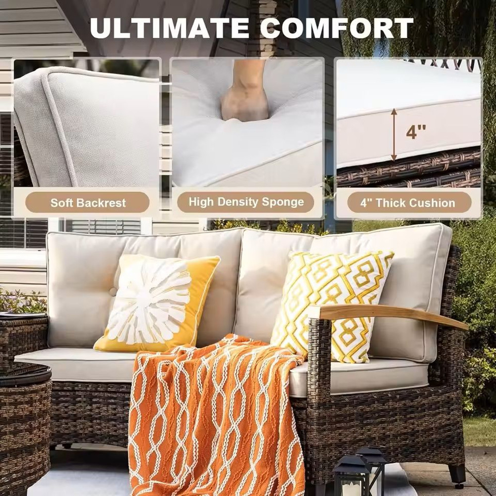 Outdoor Patio Furniture Set With Half Moon Sofa And Coffee Table Options 4