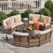 Outdoor Patio Furniture Set With Half Moon Sofa And Coffee Table Options 16