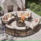 Outdoor Patio Furniture Set With Half Moon Sofa And Coffee Table Options 20