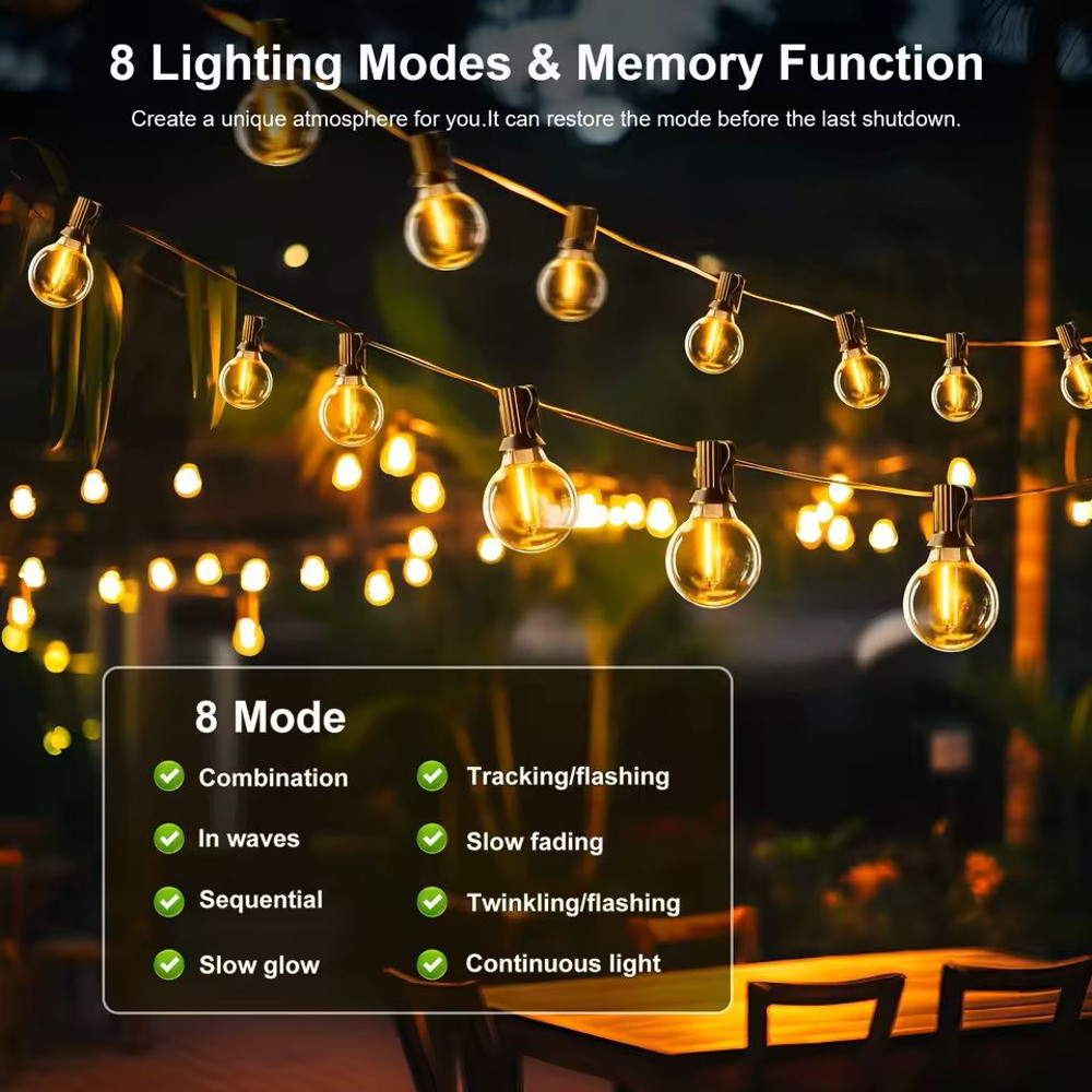 Solar G40 String Lights For Outdoor Patio And Backyard Lighting 2