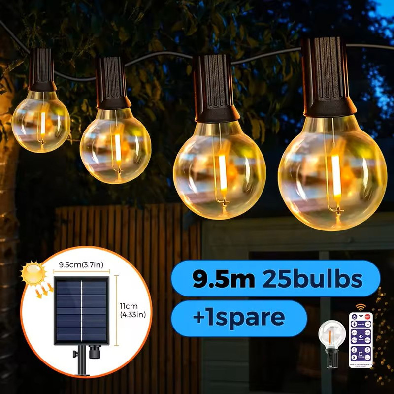 Solar G40 String Lights For Outdoor Patio And Backyard Lighting 7