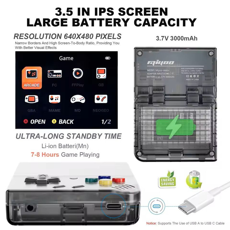 Miyoo Mini Plus Retro Handheld Console With IPS Display 3