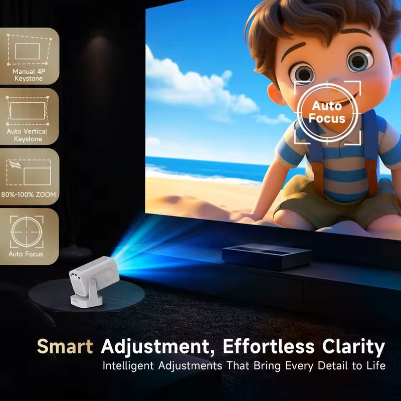 HY310 Smart Outdoor Movie Projector With Auto Focus And 4K Support 4