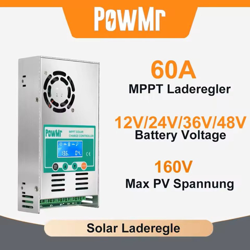 60A MPPT Solar Charge Controller With LCD For 12V 24V Battery Systems 0