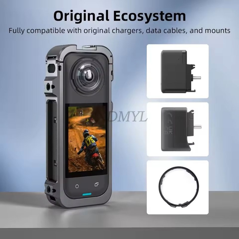 Aluminum Protective Rabbit Cage For Insta360 X5 With Lens Cover Cold Shoe Mount 1