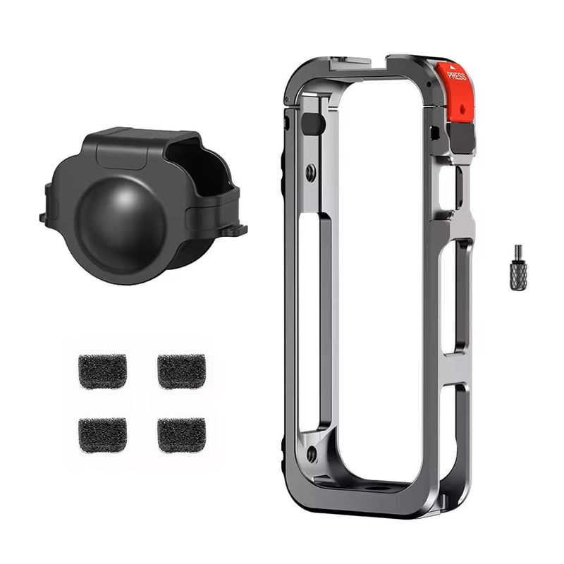 Aluminum Protective Rabbit Cage For Insta360 X5 With Lens Cover Cold Shoe Mount 6