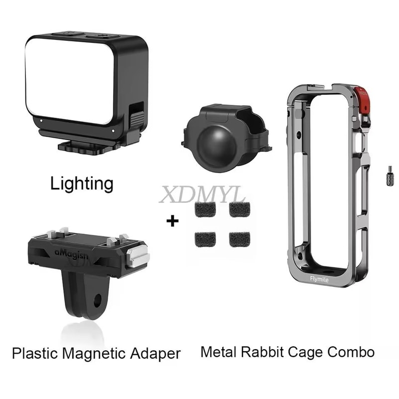 Aluminum Protective Rabbit Cage For Insta360 X5 With Lens Cover Cold Shoe Mount 8