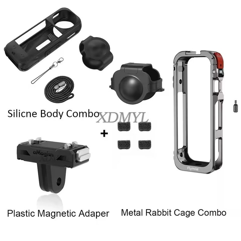 Aluminum Protective Rabbit Cage For Insta360 X5 With Lens Cover Cold Shoe Mount 9