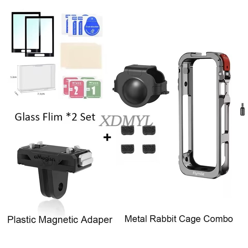 Aluminum Protective Rabbit Cage For Insta360 X5 With Lens Cover Cold Shoe Mount 11