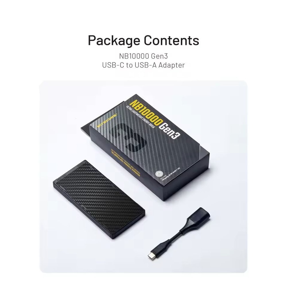 NITECORE NB10000 Gen3 Carbon Fiber Power Bank 10000mAh Ultra Lightweight Fast Charging USBC 1