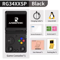 flip handheld retro game console with 3.4 inch screen 64g 5000 games and hdmi output
