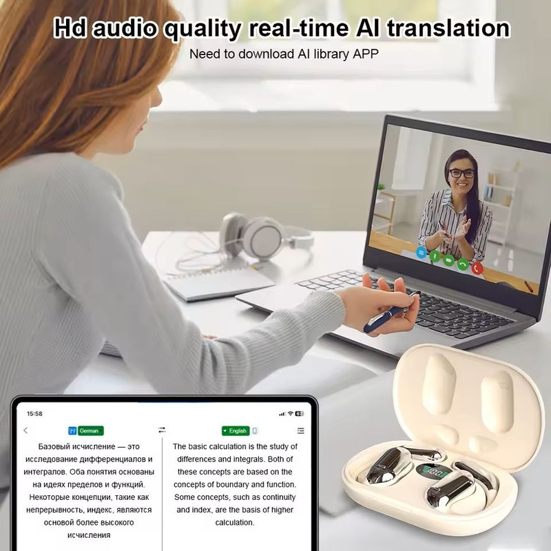 AI Translator Earbuds With RealTime Translation And Noise Cancelling 2