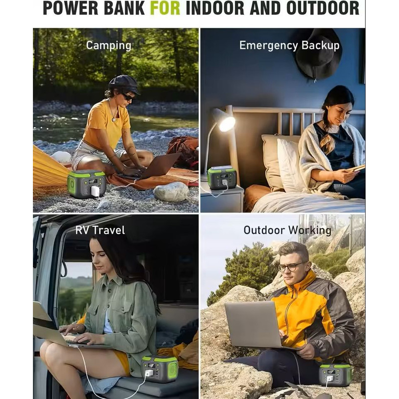 Portable Power Station With AC Outlets 200W 300W 600W Solar Generator For Camping And Home Backu 4