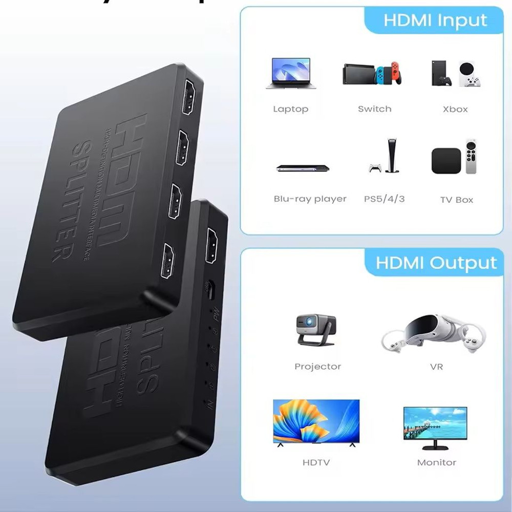 1In 4Out 4K HDMI Splitter With Audio Sync For TV Monitor Laptop And Game Console 3