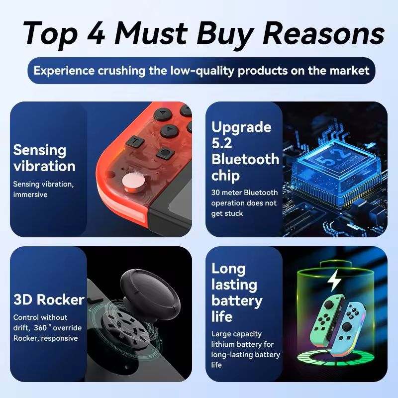 Wireless Joypad Controllers For Switch OLED Lite Dual Vibration WakeUp Feature Sword Style 9