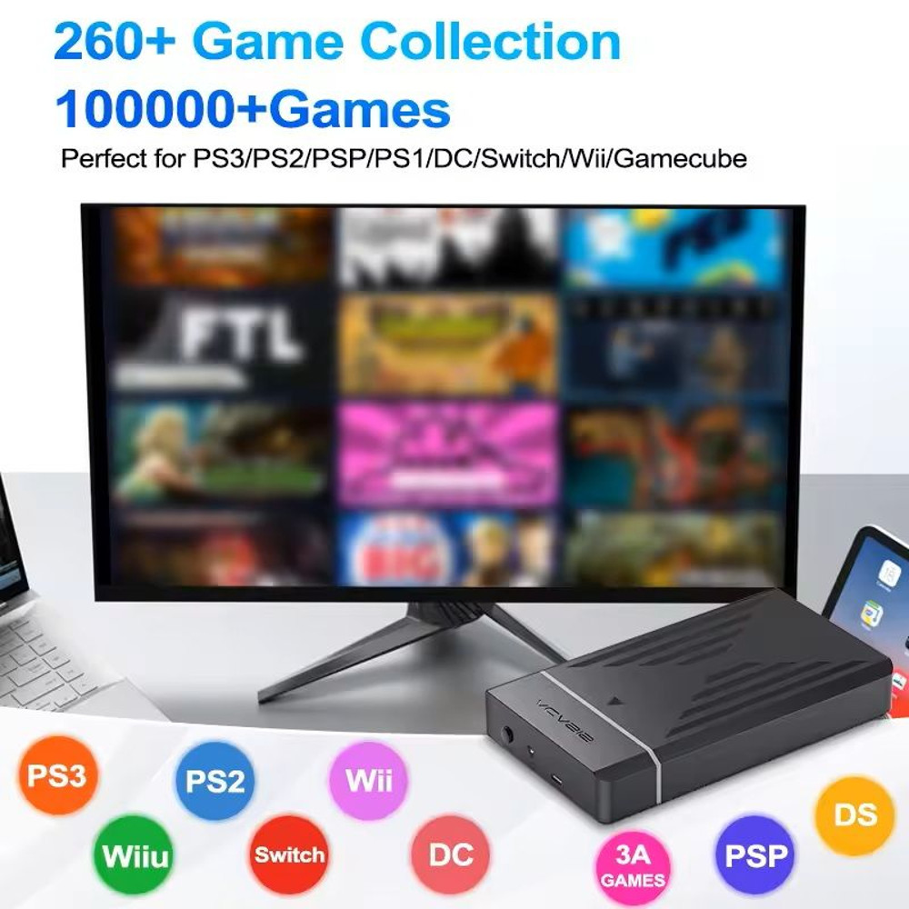 12TB Retro Gaming HDD Console With 10K Games For PS3 PS2 Wii Switch More 4