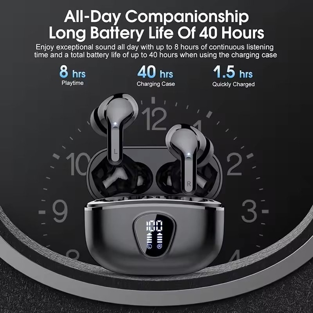 Wireless Earbuds With LED Display Noise Cancelling And Waterproof Design 4