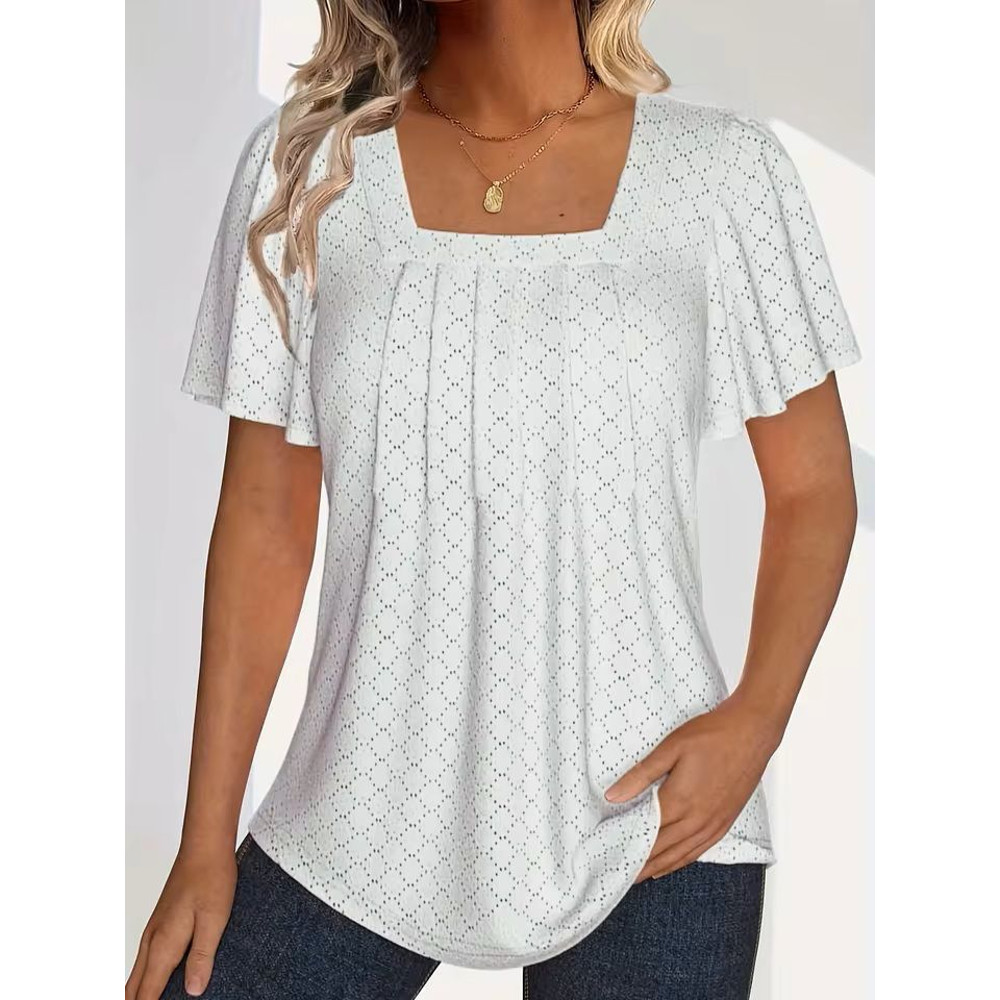 Plus Size Hollow Sleeve Blouse Elegant Ruffle Top For Office Spring Wear 9