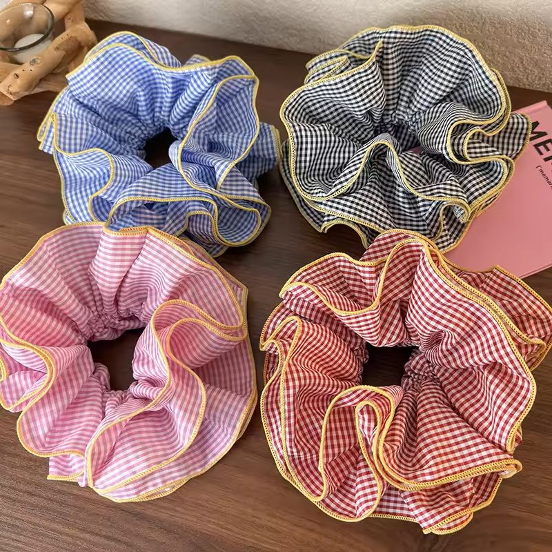 Retro Colorful Ruffle Hair Scrunchies Sweet Headbands Rubber Bands Set 0