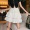 Pleated Ruffle ALine Skirt White Tiered Summer Mini Skirt For Women 5