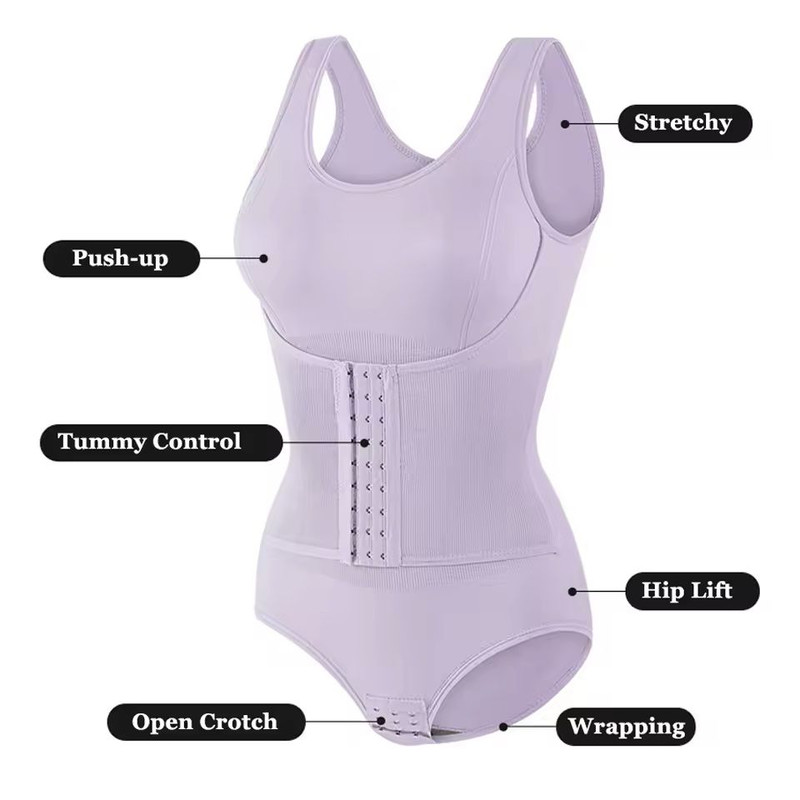Zipper Waist Trainer Bodysuit  Tummy Control Shapewear With Belt 6