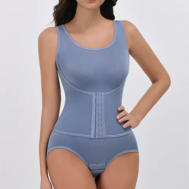 Zipper Waist Trainer Bodysuit  Tummy Control Shapewear With Belt 4