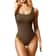 Ribbed Tummy Control Bodysuit Light Compression Shaper With Open Crotch 7