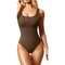 Ribbed Tummy Control Bodysuit Light Compression Shaper With Open Crotch 7