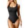 Ribbed Tummy Control Bodysuit Light Compression Shaper With Open Crotch 10