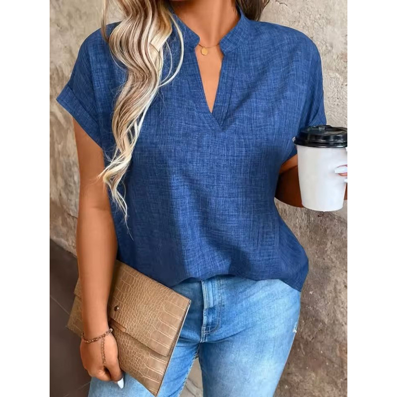 Elegant VNeck Batwing Sleeve Top Lightweight Spring Summer Blouse For Women 0