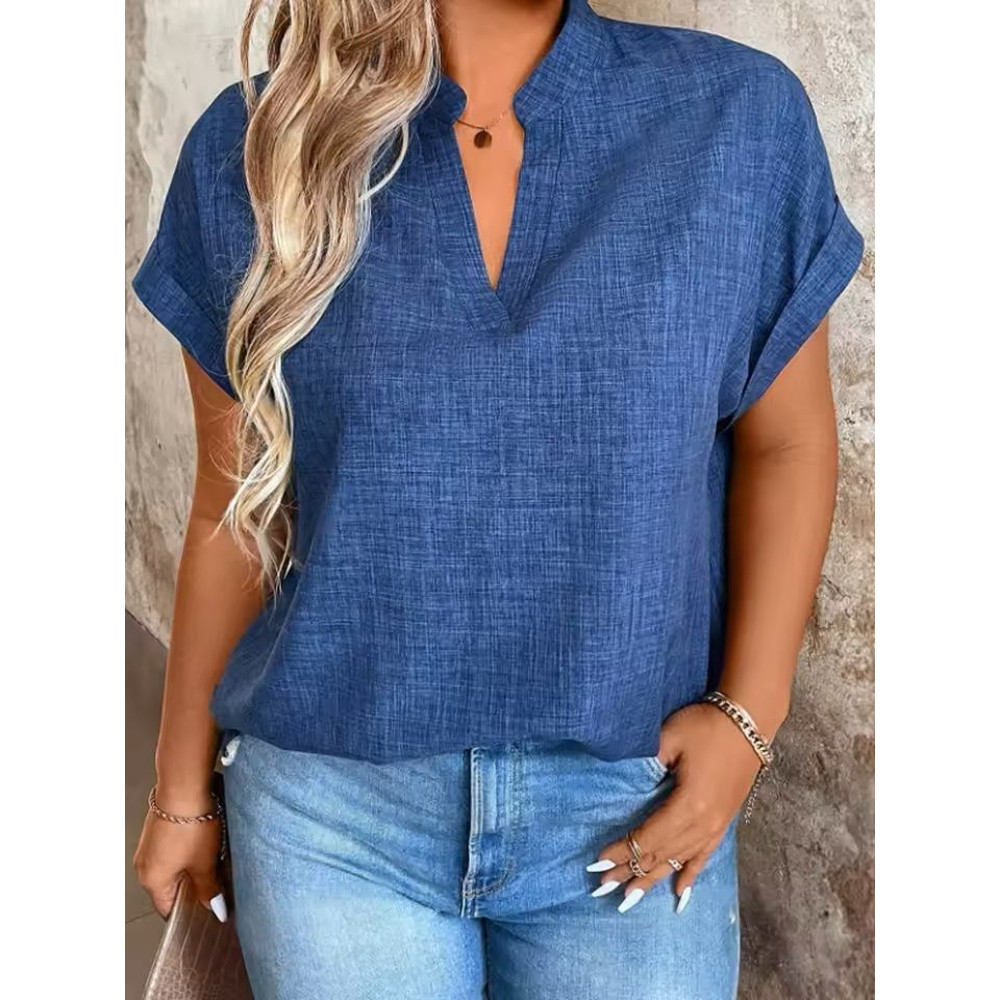 Elegant VNeck Batwing Sleeve Top Lightweight Spring Summer Blouse For Women 1