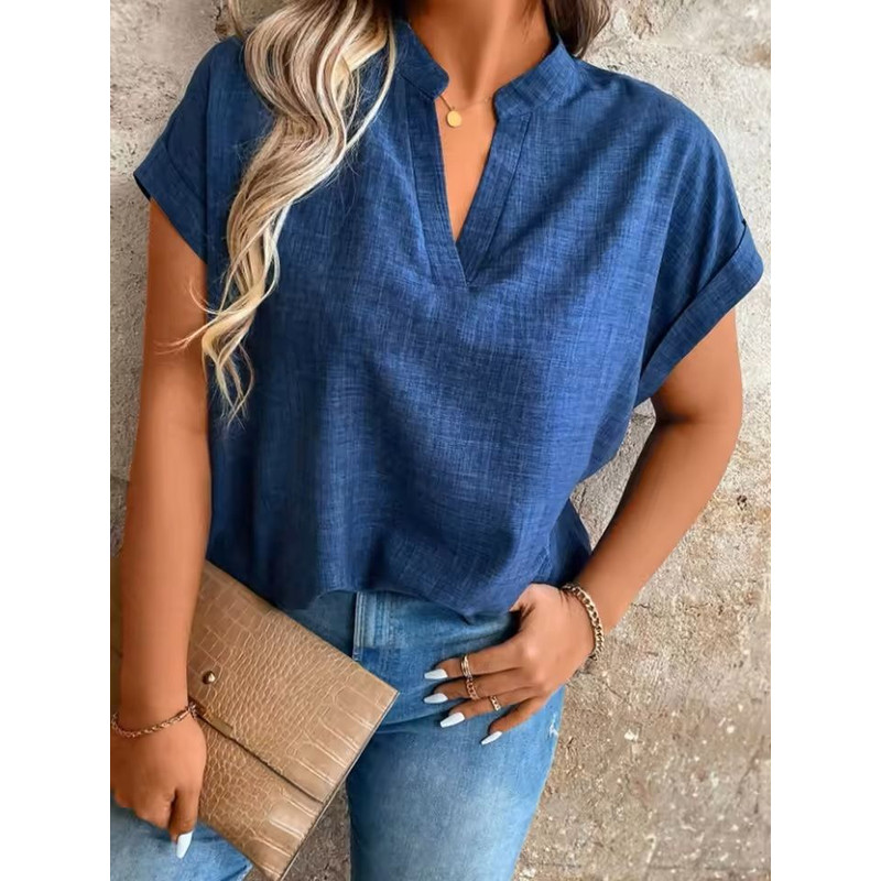 Elegant VNeck Batwing Sleeve Top Lightweight Spring Summer Blouse For Women 2