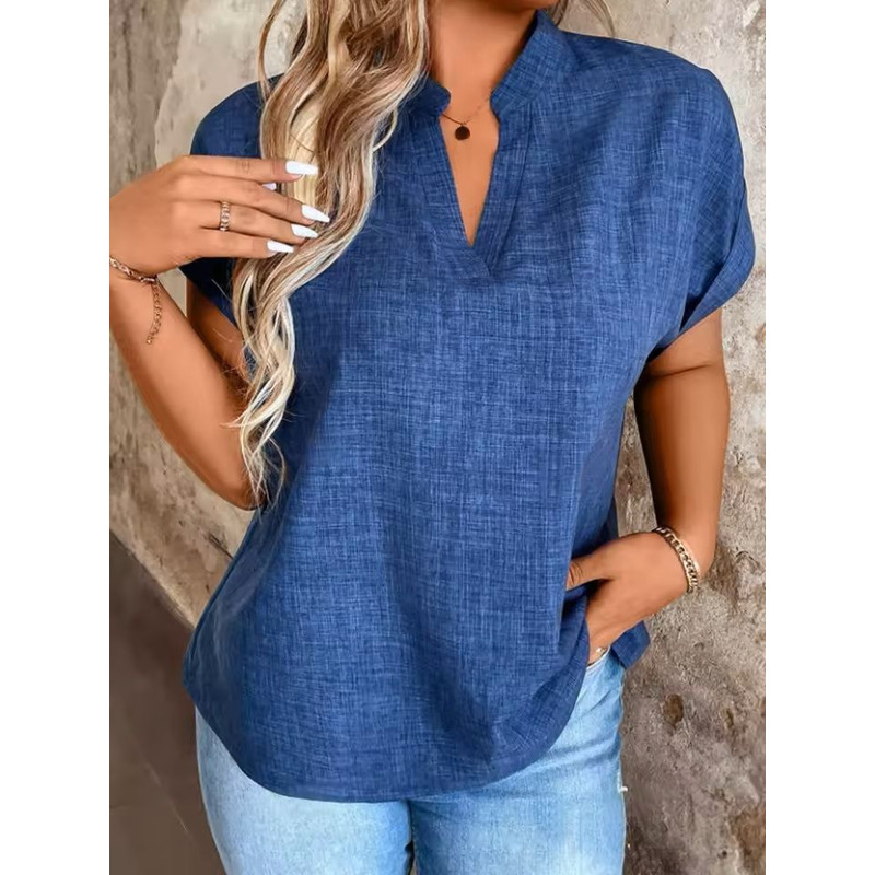 Elegant VNeck Batwing Sleeve Top Lightweight Spring Summer Blouse For Women 3