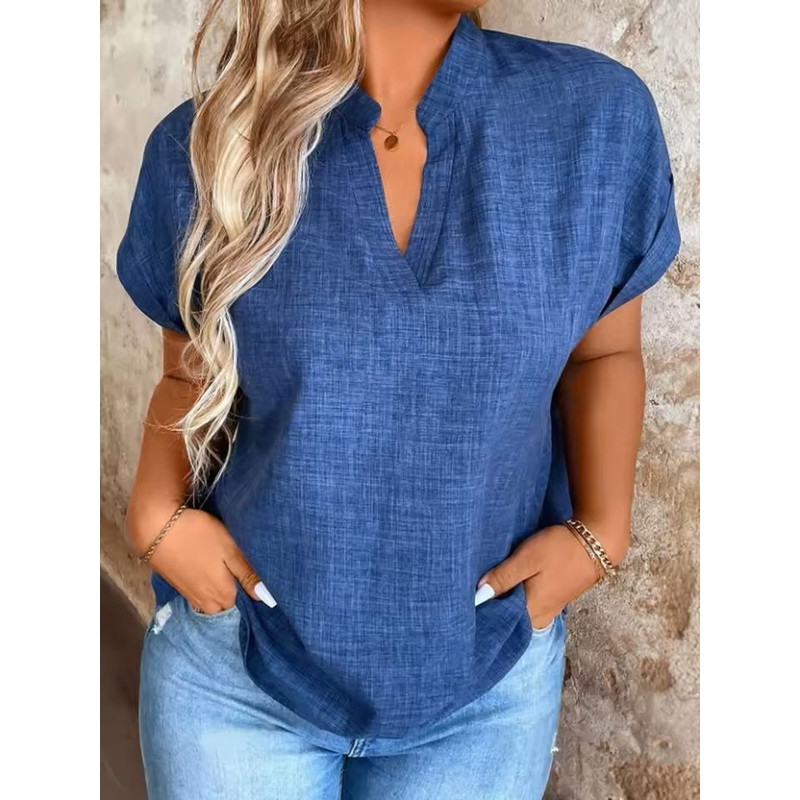 Elegant VNeck Batwing Sleeve Top Lightweight Spring Summer Blouse For Women 5