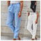 High Waist Cotton Linen Pants Lightweight Summer Trousers For Women 0