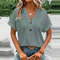 Jacquard VNeck Blouse Casual Summer ButtonUp Shirt For Women 1