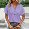 Jacquard VNeck Blouse Casual Summer ButtonUp Shirt For Women 3