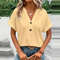 Jacquard VNeck Blouse Casual Summer ButtonUp Shirt For Women 5