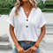 Jacquard VNeck Blouse Casual Summer ButtonUp Shirt For Women 0