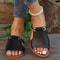 Square Toe Slip On Flat Sandals For Women Summer Cross Strap Beach Slippers 1