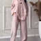 Womens Cotton Linen 2Piece Lounge Set Loose Long Sleeve Top And WideLeg Pants 10
