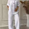 Womens Cotton Linen 2Piece Lounge Set Loose Long Sleeve Top And WideLeg Pants 6