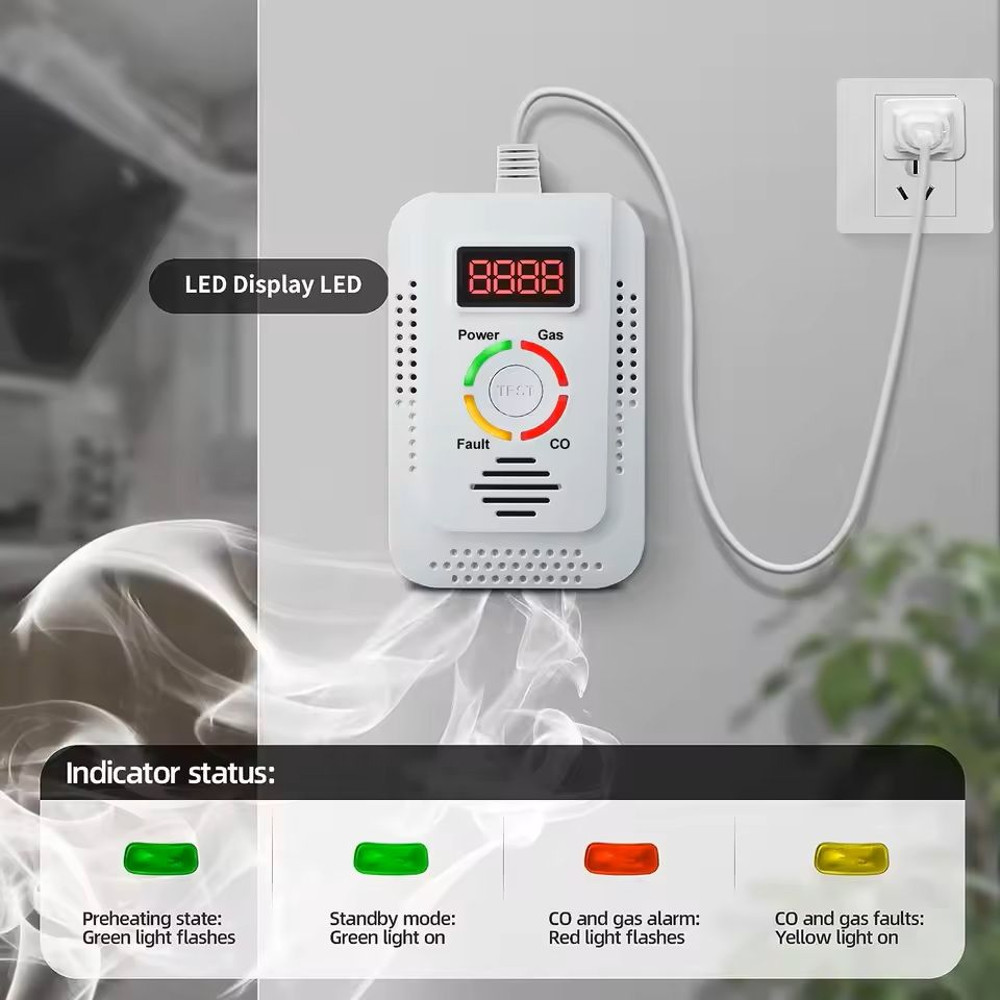 2 In 1 Natural Gas And Carbon Monoxide Detector For Home Safety Monitoring 0