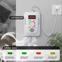 2 in 1 natural gas and carbon monoxide detector for home safety monitoring
