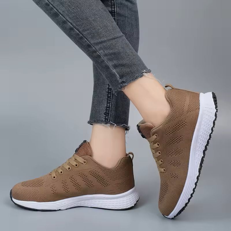 Womens Breathable Knit Lace Up Sneakers For Walking And Outdoor Wear 10