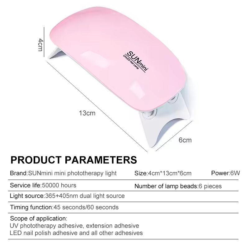 Mini UV Nail Dryer Lamp With 6 LEDs And USB Cable 3