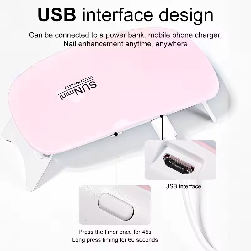 Mini UV Nail Dryer Lamp With 6 LEDs And USB Cable 5