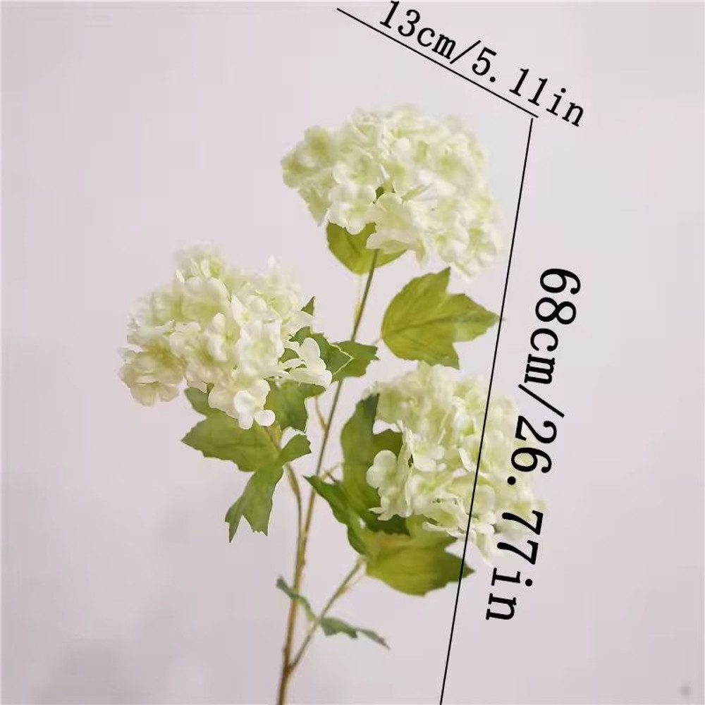 Real Touch Hydrangea Flower Branch With Green Leaves For Home And Wedding Decor 6