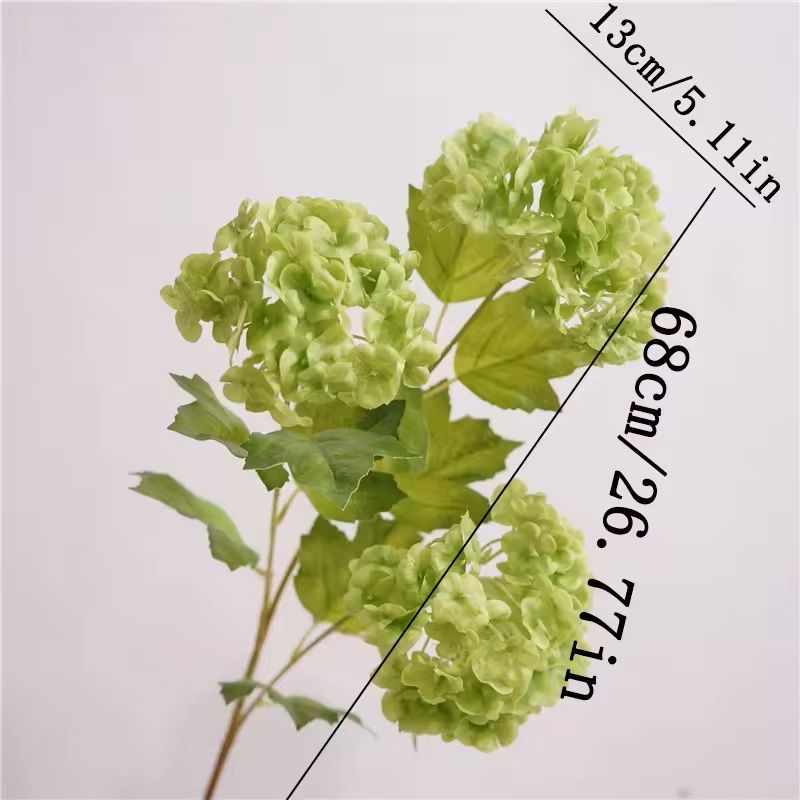 Real Touch Hydrangea Flower Branch With Green Leaves For Home And Wedding Decor 7